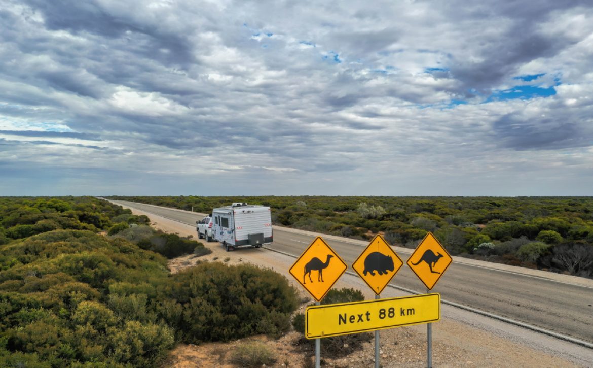 Aerial,View,Of,Outback,Australia,Travelling,On,The,Road,With